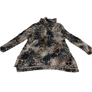 Chicos Zenergy Gray Multi Cowl-Neck Sz Large (2) Shirt Pullover Long Sleeve New